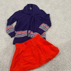 Gymboree 7-8 Purple Cardigan and orange Skirt Set 8